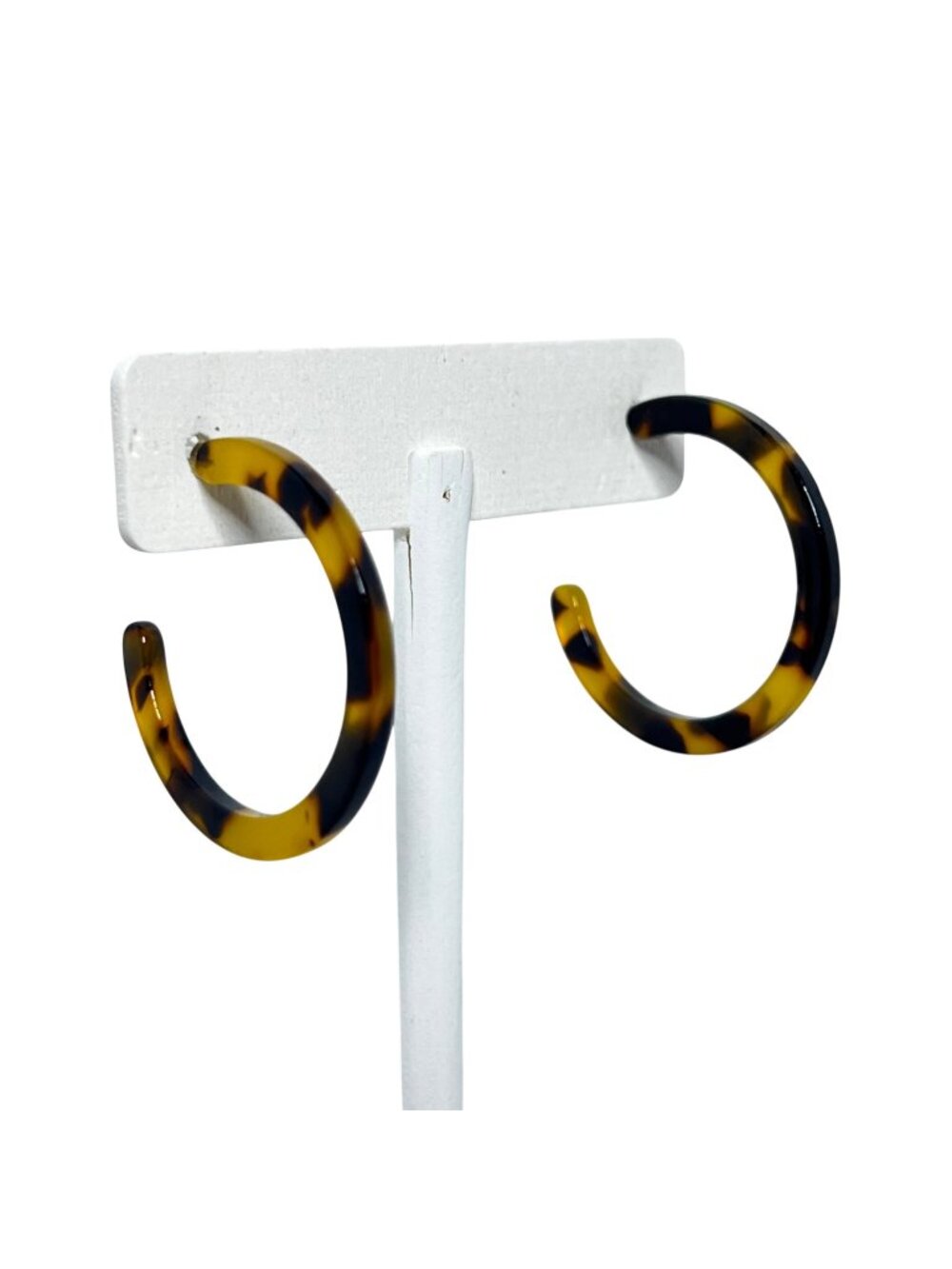 Tortoise Shell Hoop Pierced Earrings 1 1/4" in diameter (6536)
